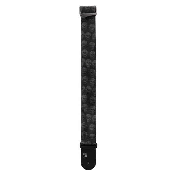 D'Addario Woven Guitar Strap, Skulls Black Tubular 
