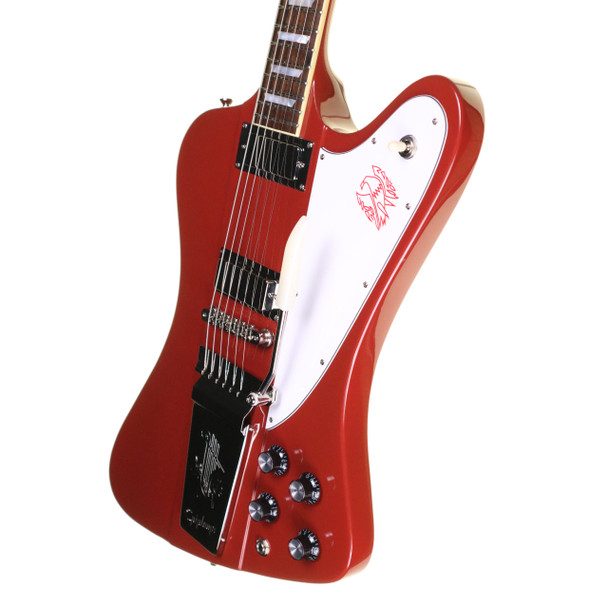 Epiphone Inspired by Gibson Custom 1963 Firebird V Vibrola Electric Guitar, Ember Red with Case (pre-owned)