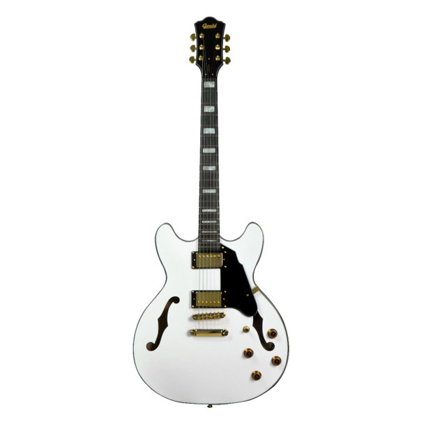 Gould GE50WHT Union Semi Hollow Electric Guitar, White  