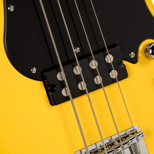 Cort GB Short Scale Electric Bass Guitar, Yellow Crush 