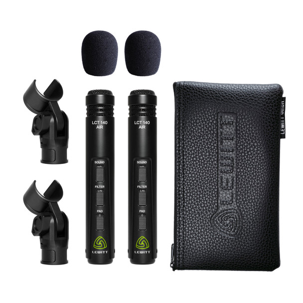 Lewitt LCT140 AIR Stereo Pair of Condenser Microphones with stands and cables 