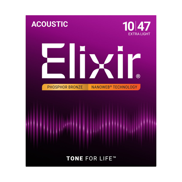 Elixir Nanoweb Phosphor Bronze Extra-Light Acoustic Guitar Strings 10-47  