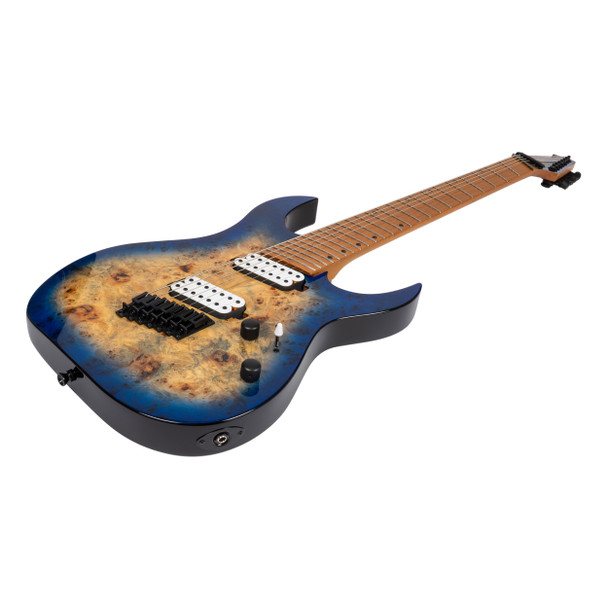 Spira S-457 Multiscale TBL 7-String Electric Guitar, Trans Blue Burst 