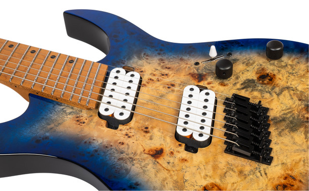 Spira S-457 Multiscale TBL 7-String Electric Guitar, Trans Blue Burst 