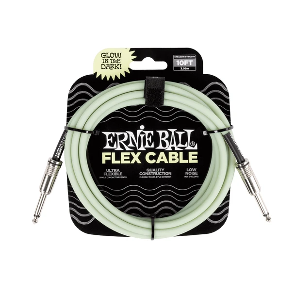 Ernie Ball Flex Instrument Cable Straight / Straight 10ft, Glow in the Dark 