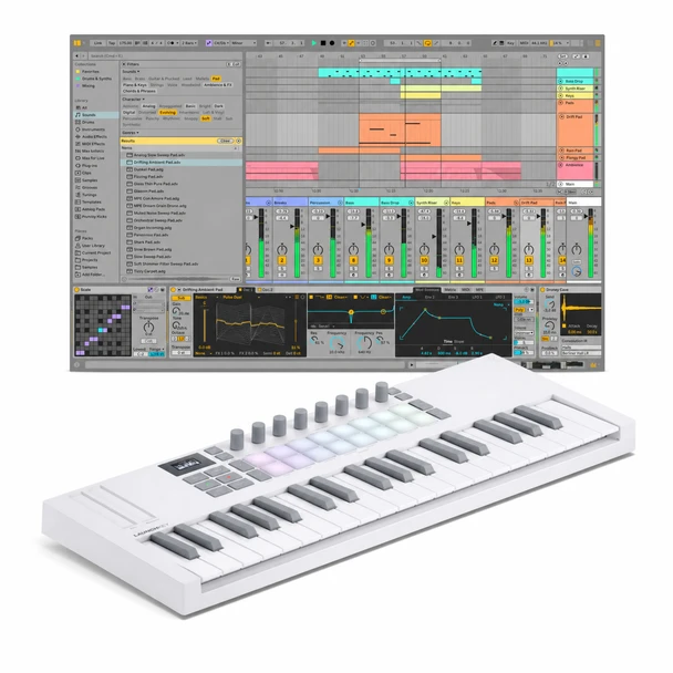 Novation Launchkey Mini 37 MK4, White with Ableton Live 12 Suite 