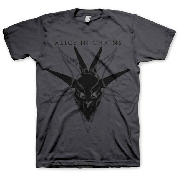 Alice In Chains Unisex T-Shirt: Black Skull (Charcoal Grey) Large 