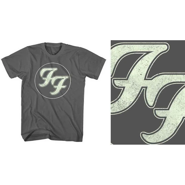 Foo Fighters Unisex T-Shirt Gold FF Logo (Charcoal Grey) Large 