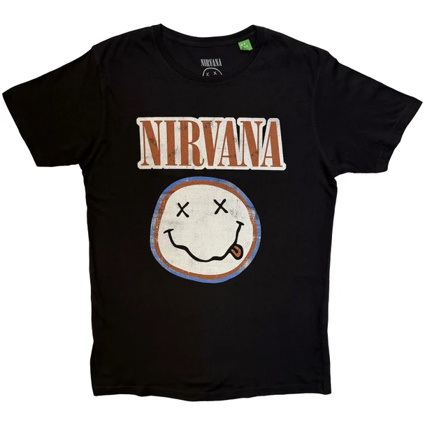 Nirvana Unisex T-Shirt Distressed Logo (Black) Large 