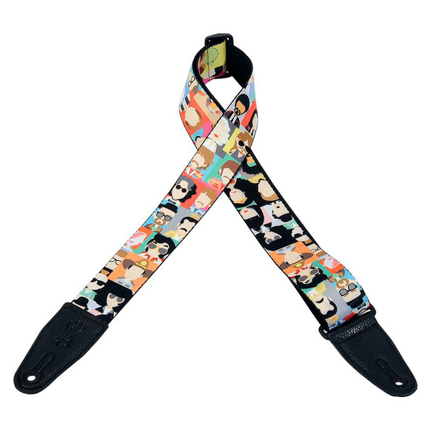 Levys MPD2-104 Sublimation Polyester Guitar Strap, Pop Icon Avatars 