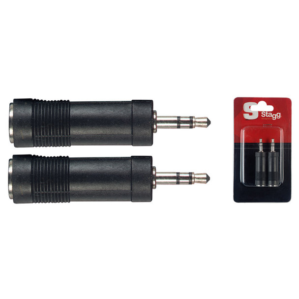 Stagg AC-PFSJMSH Balanced 1/4 inch Jack to Stereo Minijack Adaptor (Twin Pack) 