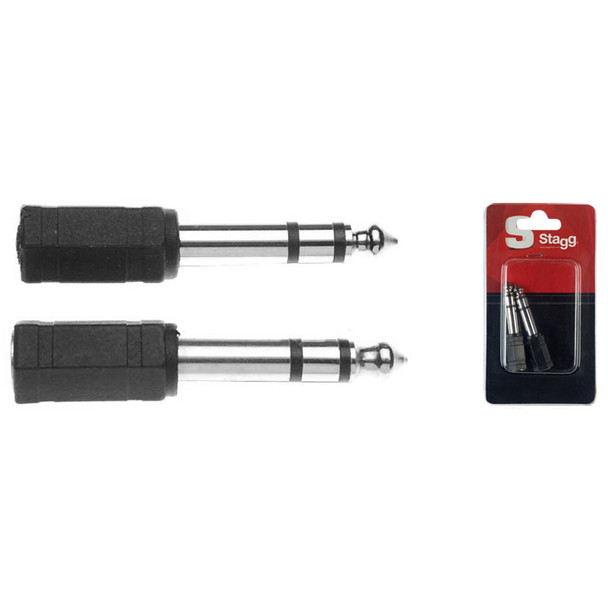 Stagg AC-PMSJFSH Stereo Minijack to Balanced 1/4 Male Jack Adaptors (Twin Pack) 