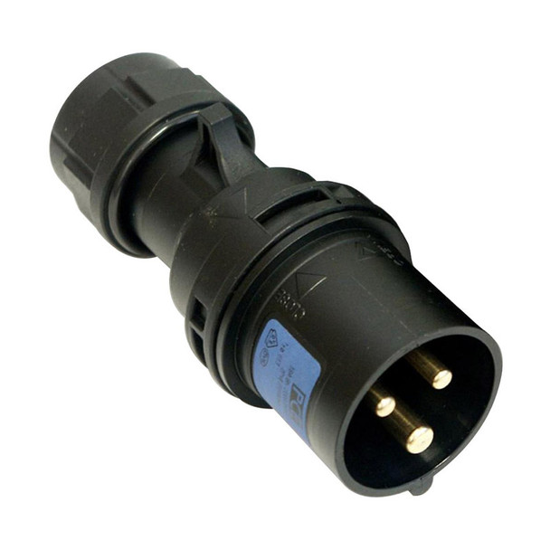 PCE 013-6X 16A 230V 3P CEE Industrial Plug, IP44, Black 