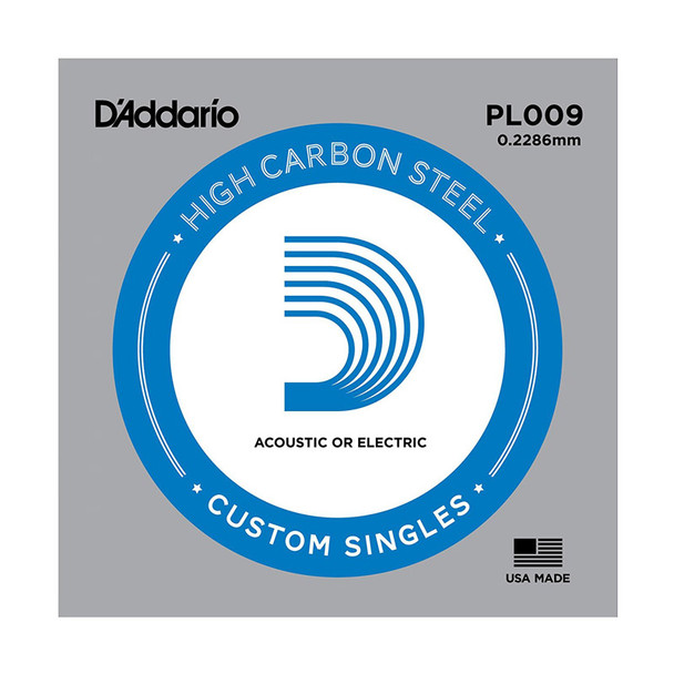 D'Addario PL009 Plain Steel Guitar Single String, .009 