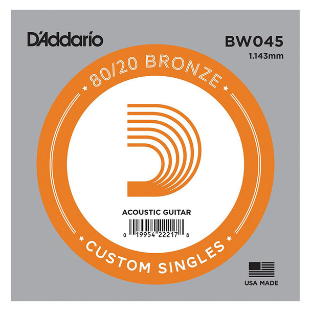 D'Addario BW045 Bronze Wound Acoustic Guitar Single String, .045 