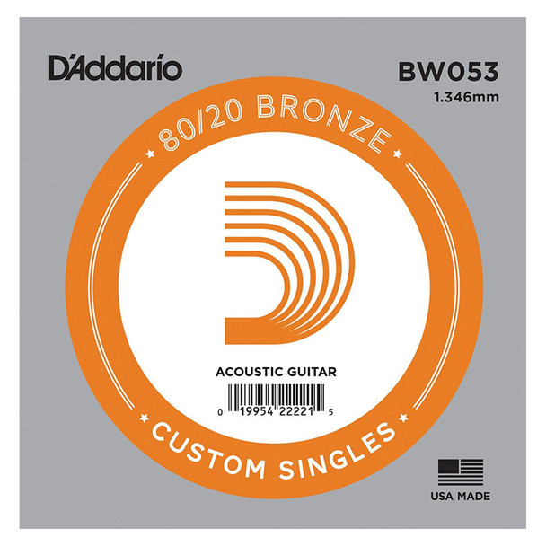 D'Addario BW053 Bronze Wound Acoustic Guitar Single String, .053 