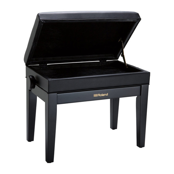 Roland RPB-400BK Rise & Fall Piano Bench w. Storage, Black, Cushion Top 