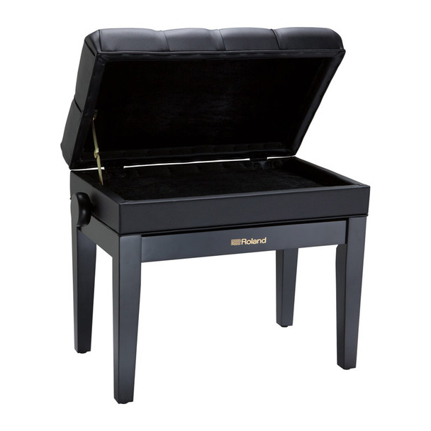 Roland RPB-500BK Rise & Fall Piano Bench w. Storage, Black, Cushion Top 