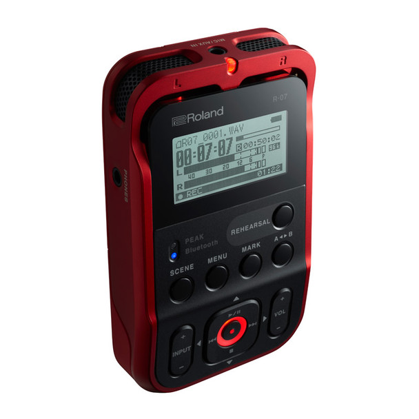 Roland R-07 Portable High-Resolution Audio Recorder, Red 