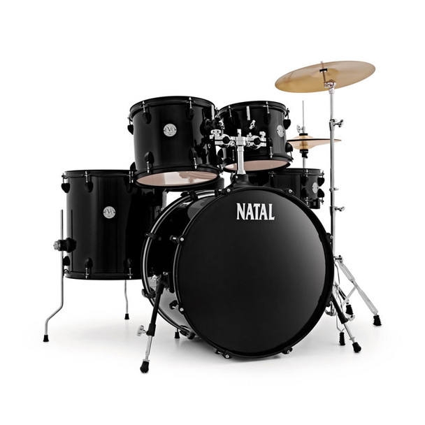 Natal EVO 22 Inch Complete Drum Kit with Cymbals Black/Black Fittings 