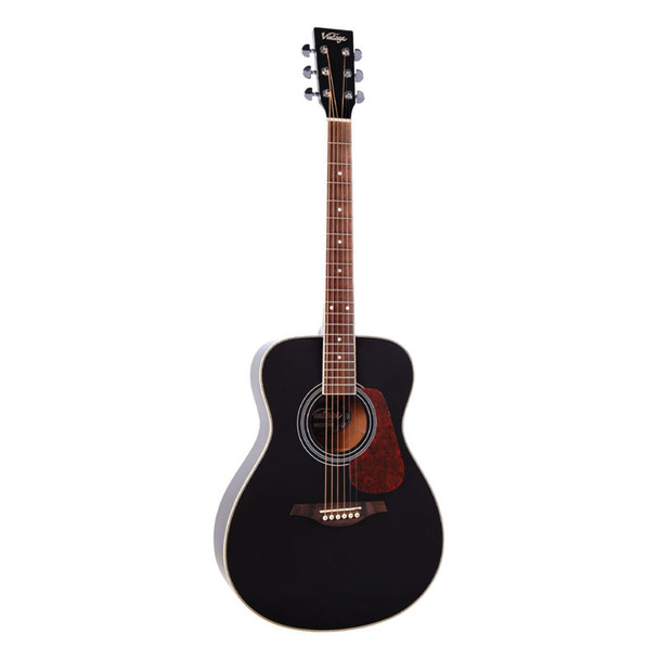 Vintage V300 Small Body Acoustic Guitar Outfit, Black 