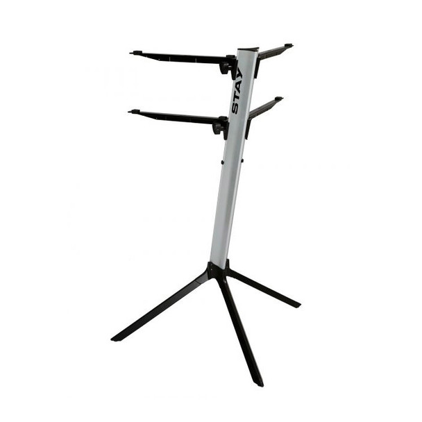 STAY 1100/02 Slim Lightweight Two Tier Curved Top Arms Keyboard Stand, Silver 