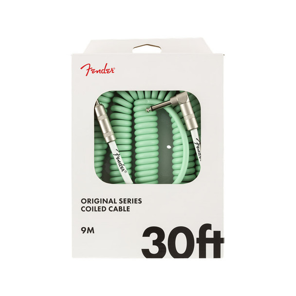 Fender Original Series 30 foot Coiled Instrument Cable, Surf Green 