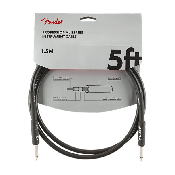 Fender Pro Series 5 foot Instrument Cable, Black 
