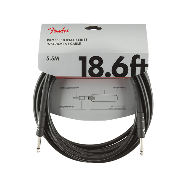 Fender Pro Series 18.6 foot Instrument Cable, Black 