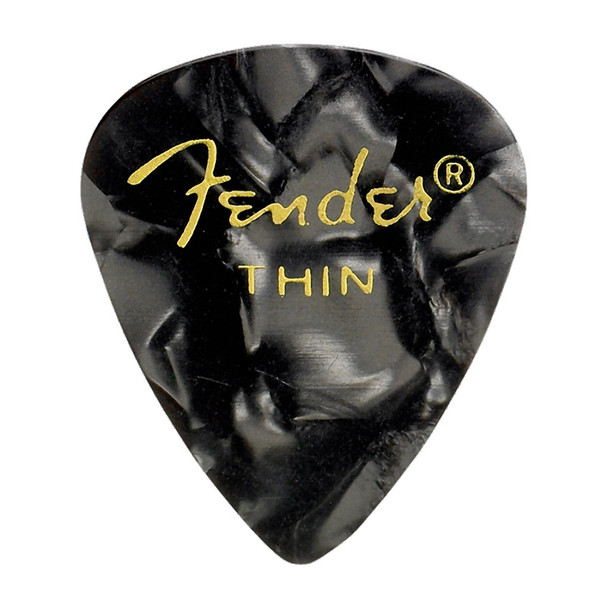 Fender 351 Shape Premium Picks, 12 Pack, Black Moto, Thin 