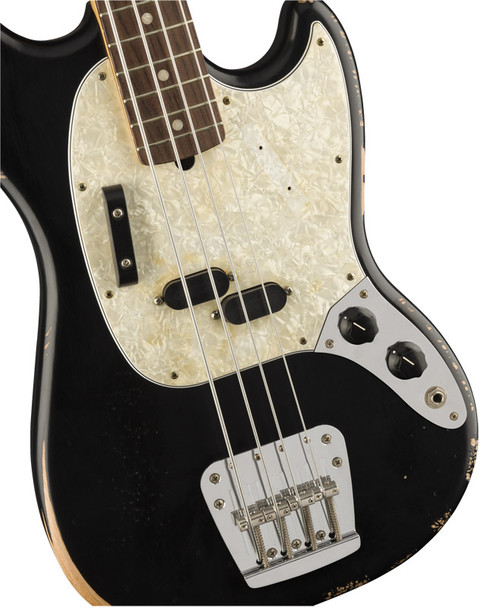 Fender JMJ Road Worn Mustang Bass, Black, Rosewood 