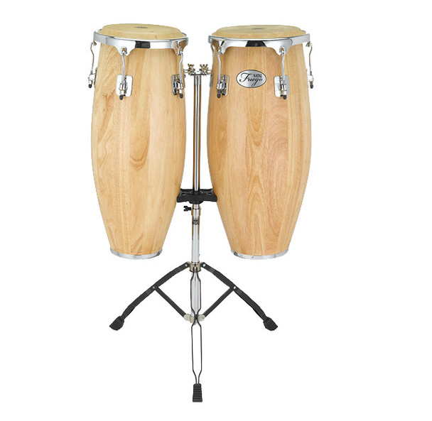 Natal Fuego Series Natural Wood 10 & 11 inch Congas in Matte Natural with Stand 