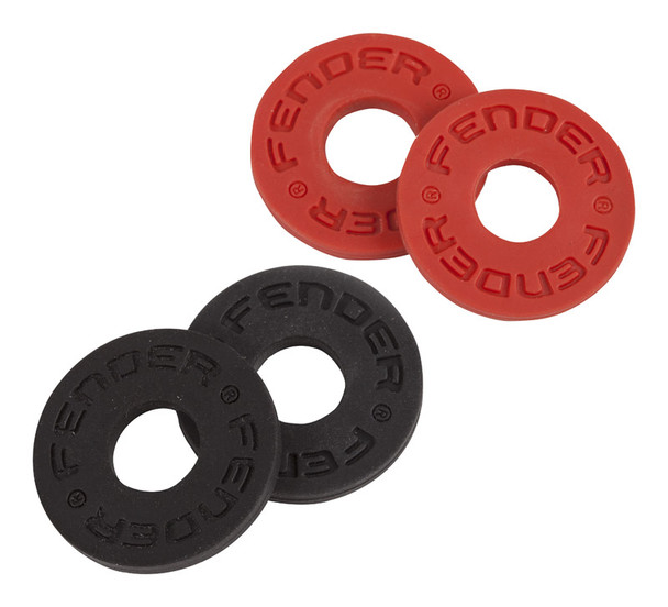 Fender Strap Blocks - Bottle Top Rubber Lock, 2 pairs, Red and Black 