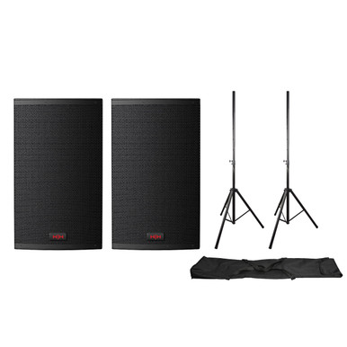 HH Tensor TRE-1201 Active PA Speaker Bundle with Stands & Cables ...