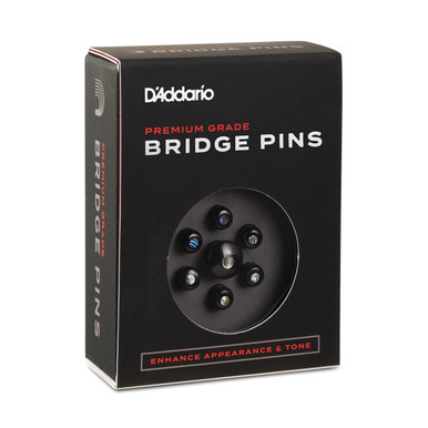 D'Addario PWPS2 Wood Bridge Pins, Ebony with Abalone Inlay - Absolute Music