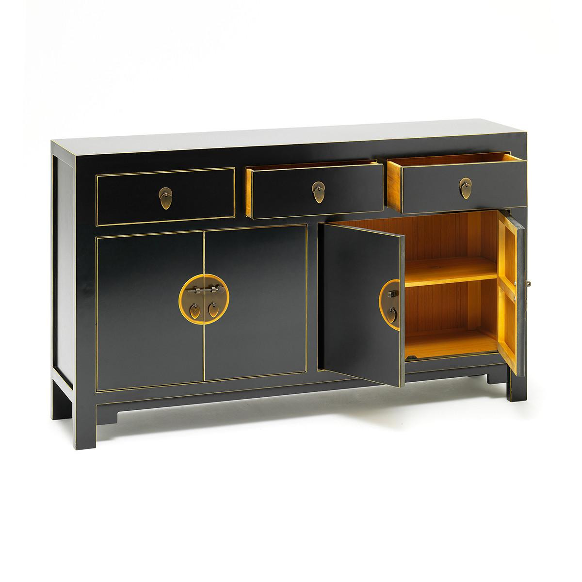 こ*木様 ９ THE CLASSICS 35th ANNIVERSARY The Nine Schools Qing Black and Gilt Large Sideboard - Wooden