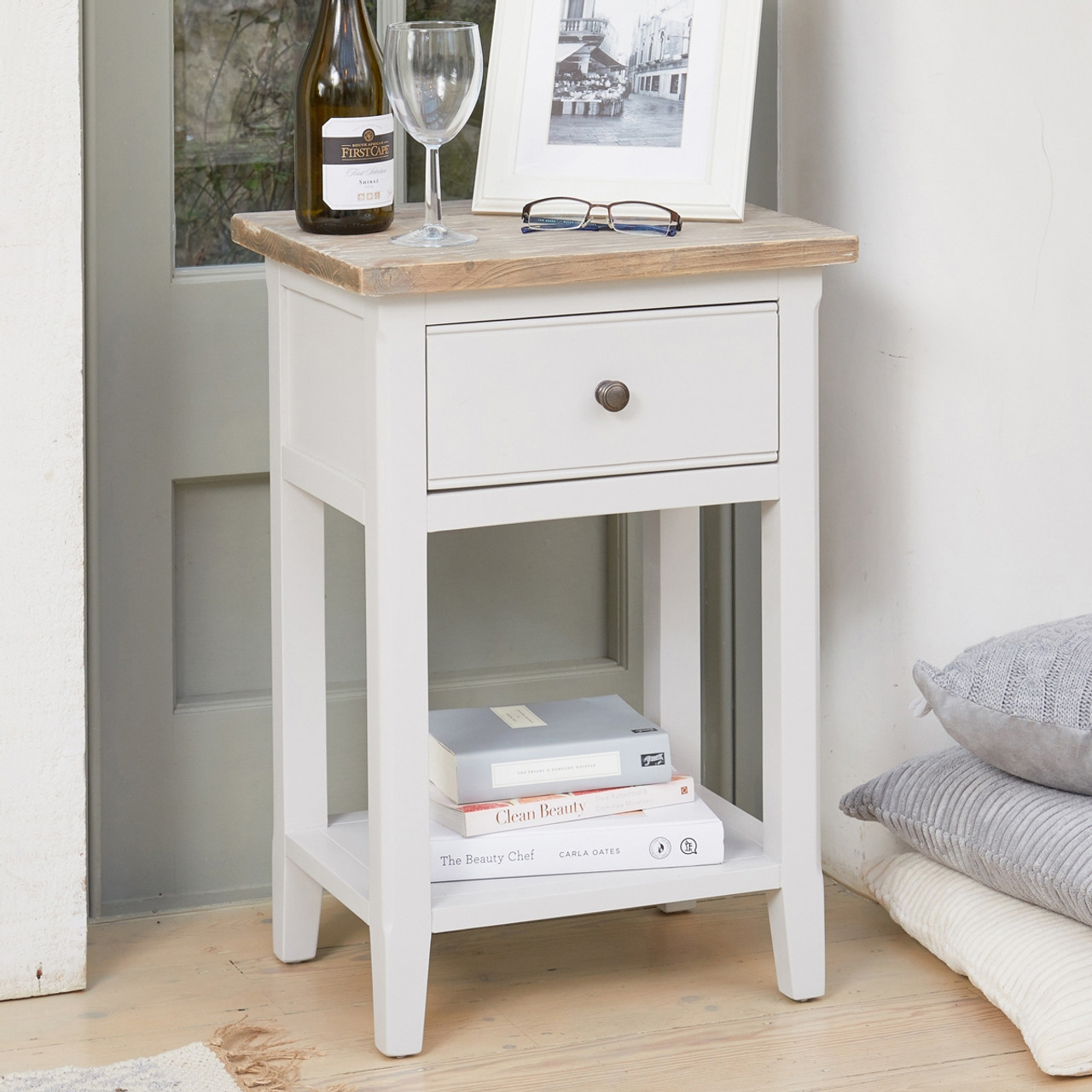 Signature Grey One Drawer Lamp Table - Wooden Furniture Store