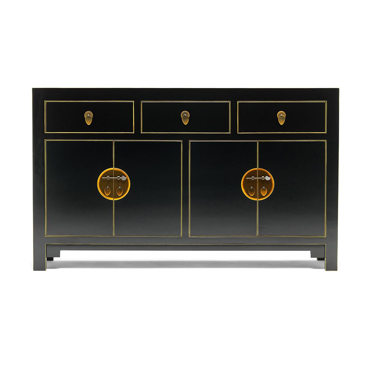 The Nine Schools Qing Black and Gilt Large Sideboard - Wooden