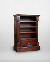 Mahogany Home Entertainment Cabinet IMR09C, elegant wood media storage with open shelves and a drawer for versatile home entertainment organization.