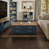 The Signature Blue Low Bookcase has an beautiful hand-finished oak top - CFR01A