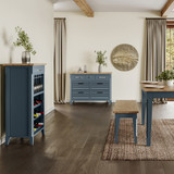 The Signature Blue Sideboard / Servery has an beautiful hand-finished oak top - CFR02C