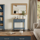 The Signature Blue Reclaimed Small Console Table has an beautiful hand-finished oak top - CFR02D