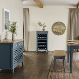 The Signature Blue Wine Rack / Glass Storage Cabinet has an beautiful hand-finished oak top - CFR05A