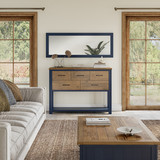 The Splash of Blue Sideboard with Wicker Baskets is an eco-friendly item made from reclaimed timber