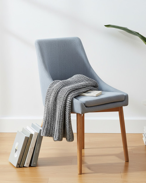 Stockbury Solid Oak Slate Grey Upholstered Dining Chairs (Pack of 2) WFS-BH-SBO03L