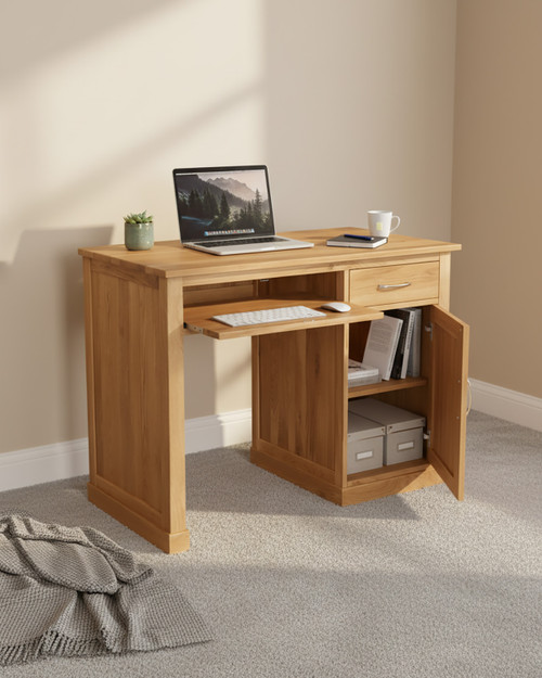 Stockbury Solid Oak Single Pedestal Computer Desk WFS-BH-SBO06B Stockbury Solid Oak Single Pedestal Computer Desk WFS-BH-SBO06B