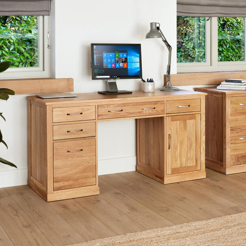 Mobel Oak Twin Pedestal Computer Desk COR06C Mobel Oak Twin Pedestal Computer Desk COR06C