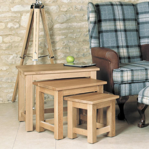 Mobel Oak Nest of Three Coffee Tables COR08A Mobel Oak Nest of Three Coffee Tables COR08A