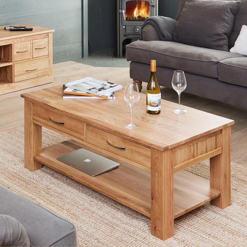 Mobel Oak Four Drawer Coffee Table COR08D Mobel Oak Four Drawer Coffee Table COR08D