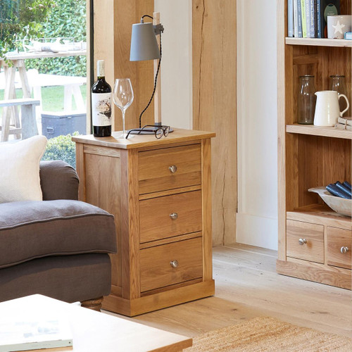 Mobel Oak Three Drawer Lamp Table COR10B